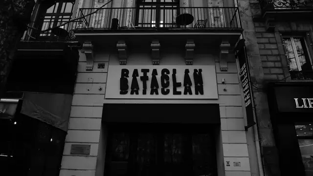 The Bataclan façade with its double-shadow sign