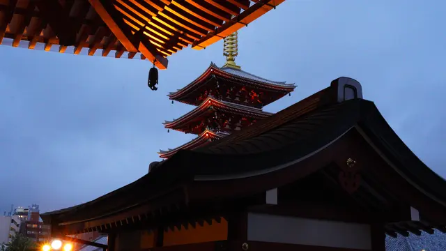 Senso-ji five-storied pagoda at blue hour